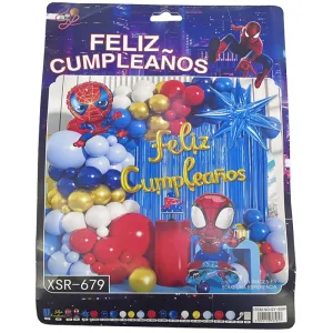 Kit Globos Personajes Premium Feliz Cumple Hombre Araña 59 Piezas