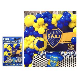 Kit Globos Premium Futbol Escudo/Pelota Boca Juniors 67 Piezas