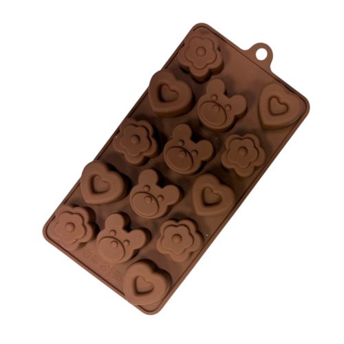 Molde de Silicona Para Bombones Forma Ositos Flor Corazon