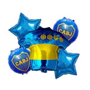 Set de Globos Metalizados BOCA JUNIORS 5 Piezas