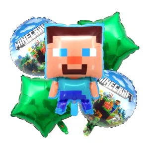 Set de Globos Metalizados MINECRAFT 5 Piezas