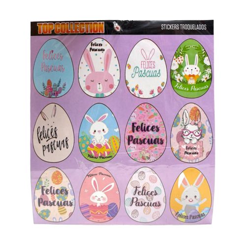 Stickers En Plancha Felices Pascuas Medianos x12u