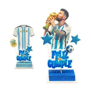 Adorno Para Torta Gibre Argentina Camiseta/Messi con la Copa
