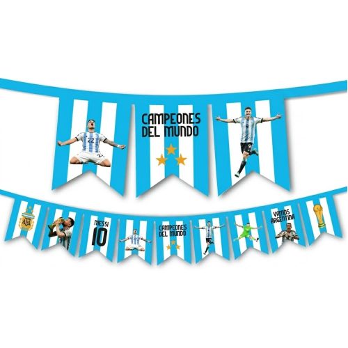Banderin Friselina Argentina Campeones del Mundo Celeste y Blanco 1.50 Mts