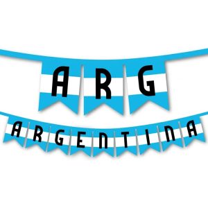 Banderin Argentina Letras Celeste y Blanco 1.50 Mts N°1