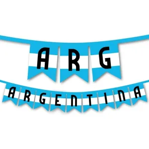 Banderin Argentina Letras Celeste y Blanco 1.50 Mts N°1