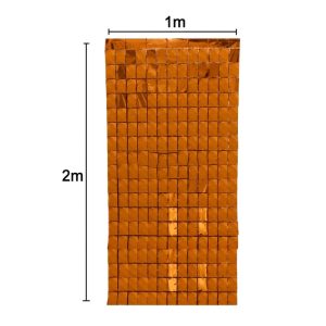 Cortina Lluvia SHIMMER Metalizada Paneles Cuadrados Naranja 2 X 1 Mts