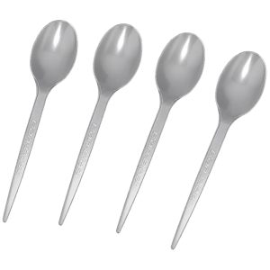 Cuchara Sundae Color Plateado Ban Plast x50 Unidades