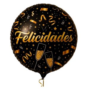 Globo Redondo Inflable Metalizado Felicidades 56cm