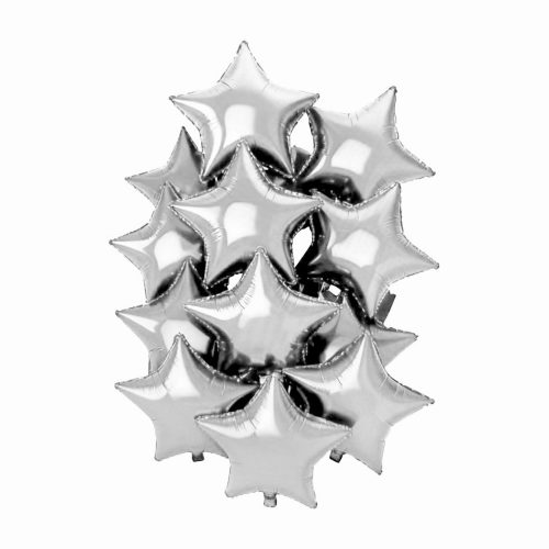 Set Globos Metalizados Estrella 18" Color Plateado x10u