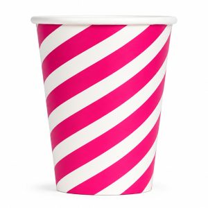 Vaso Polipapel Rayado Fucsia x12 Unidades