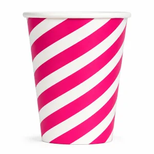 Vaso Polipapel Rayado Fucsia x12 Unidades