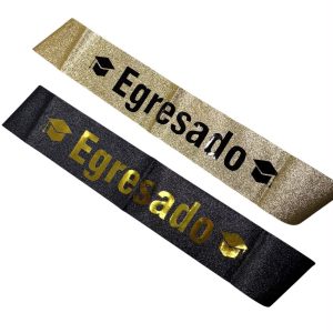 Banda de Egresado Gibreada 160cm Dorado - Plateado - Negro