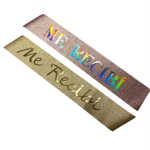 Banda Me Recibí Gibreada 160cm Dorado - Plateado - Rosa Gold