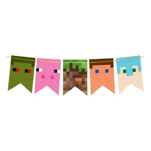 Banderín Pixel Game Minecraft 3mts - Licencia Oficial
