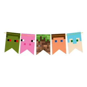 Banderín Pixel Game Minecraft 3mts - Licencia Oficial