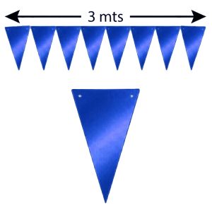 Banderin Triangular Guirnalda METALIZADO - Color AZUL X3 Metros