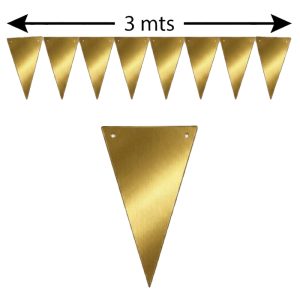 Banderin Triangular Guirnalda METALIZADO - Color DORADO X3 Metros