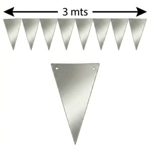 Banderin Triangular Guirnalda METALIZADO - Color PLATEADO X3 Metros