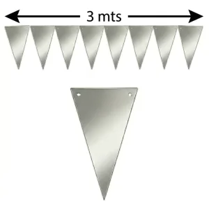 Banderin Triangular Guirnalda METALIZADO - Color PLATEADO X3 Metros