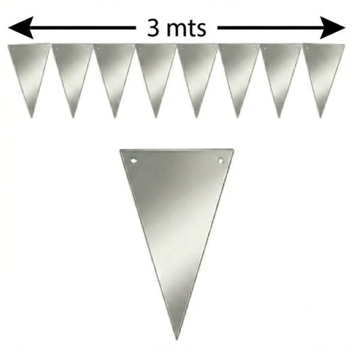 Banderin Triangular Guirnalda METALIZADO - Color PLATEADO X3 Metros