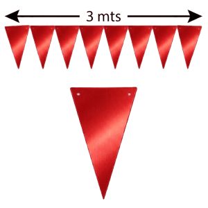 Banderin Triangular Guirnalda METALIZADO - Color ROJO X3 Metros