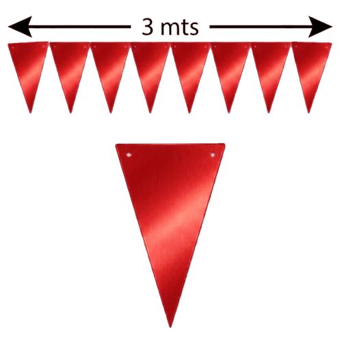 Banderin Triangular Guirnalda METALIZADO - Color ROJO X3 Metros