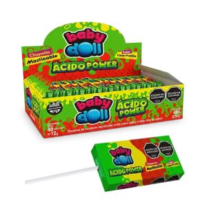 Caja Chupetin Masticable Baby Doll Acido Power x40 Unidades