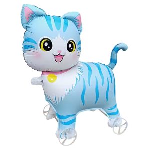 Globo Forma Gato Celeste con Ruedas 54 x 62cm x1u