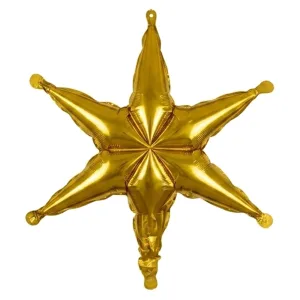 Globo Metalizado Estrella Dorado 6 Puntas x1 Unidad