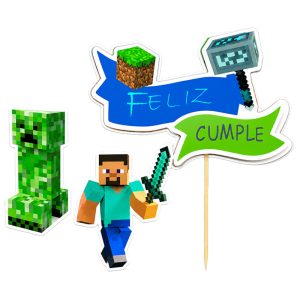 Pinche Adorno Set Feliz Cumpleaños Minecraft x3u