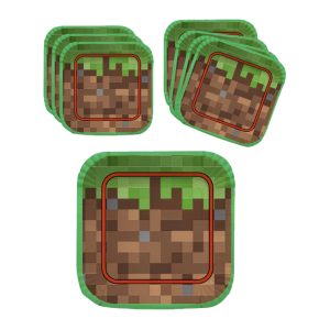 Plato Polipapel Pixel Game Minecraft X 8 Unidades - Oficial