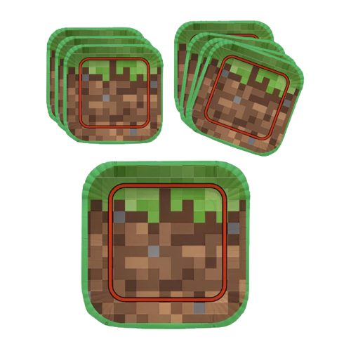 Plato Polipapel Pixel Game Minecraft X 8 Unidades - Oficial