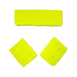 Set Muñequeras y Vincha Amarillo FLUO x1