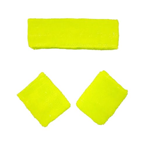 Set Muñequeras y Vincha Amarillo FLUO x1