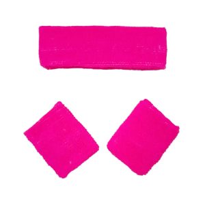 Set Muñequeras y Vincha Rosa FLUO x1
