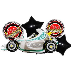 Set de Globos Metalizados Deco Auto Gris 5 Piezas