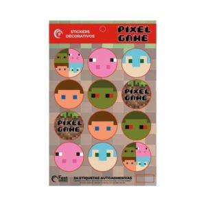 Stickers Autoadhesivos Pixel Game Minecraft x24 Unidades