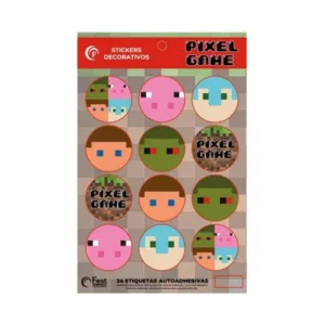 Stickers Autoadhesivos Pixel Game Minecraft x24 Unidades