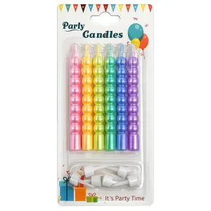 Vela Burbuja Multicolor Pastel Perlado 10 cm con Portavela x6 Unidades