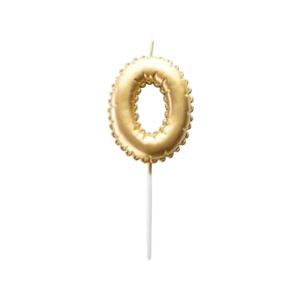 Vela Numero Globito Dorado Numero 0