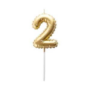 Vela Numero Globito Dorado Numero 2