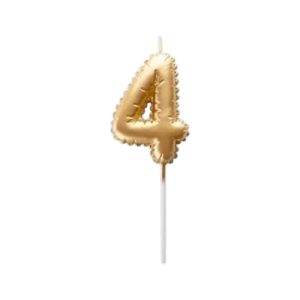 Vela Numero Globito Dorado Numero 4