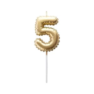 Vela Numero Globito Dorado Numero 5