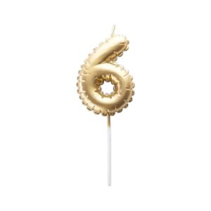 Vela Numero Globito Dorado Numero 6