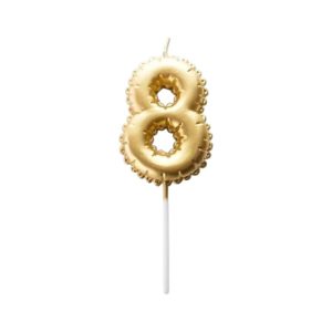 Vela Numero Globito Dorado Numero 8