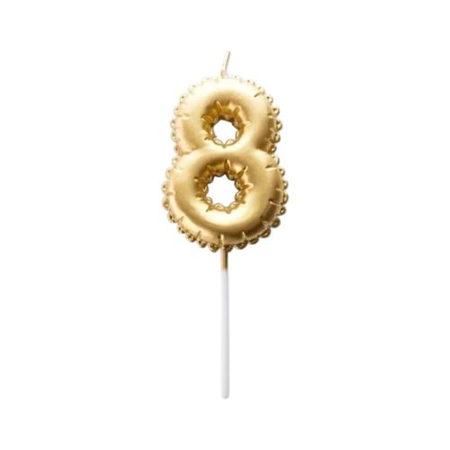 Vela Numero Globito Dorado Numero 8