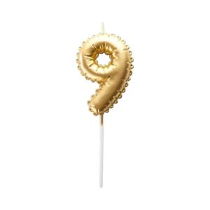 Vela Numero Globito Dorado Numero 9