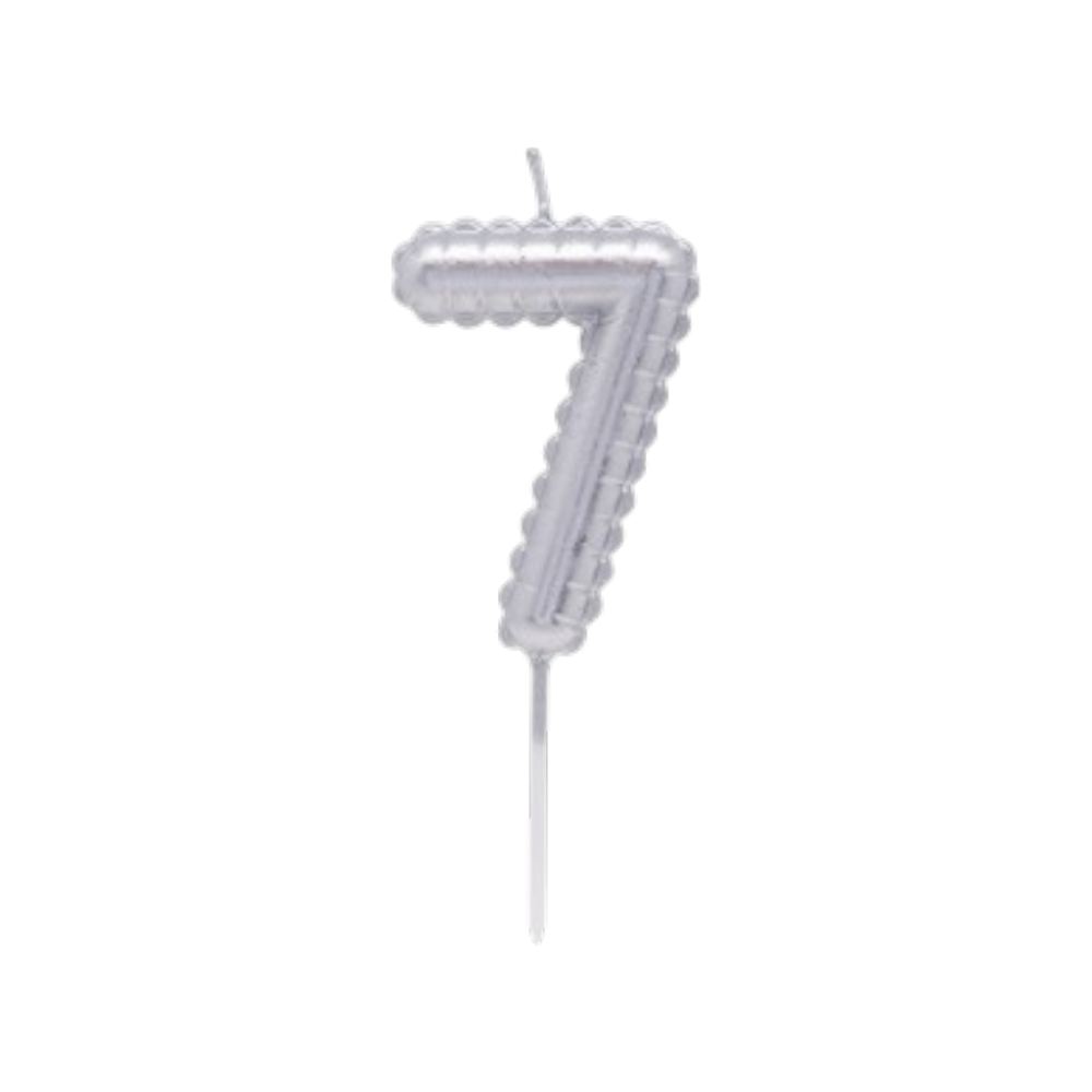 Vela Numero Globito Plateado Numero 7