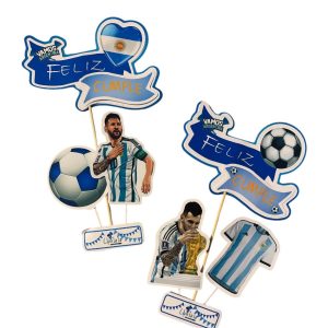 Adorno Set Feliz Cumple 3D Argentina Messi Modelos Surtidos x3